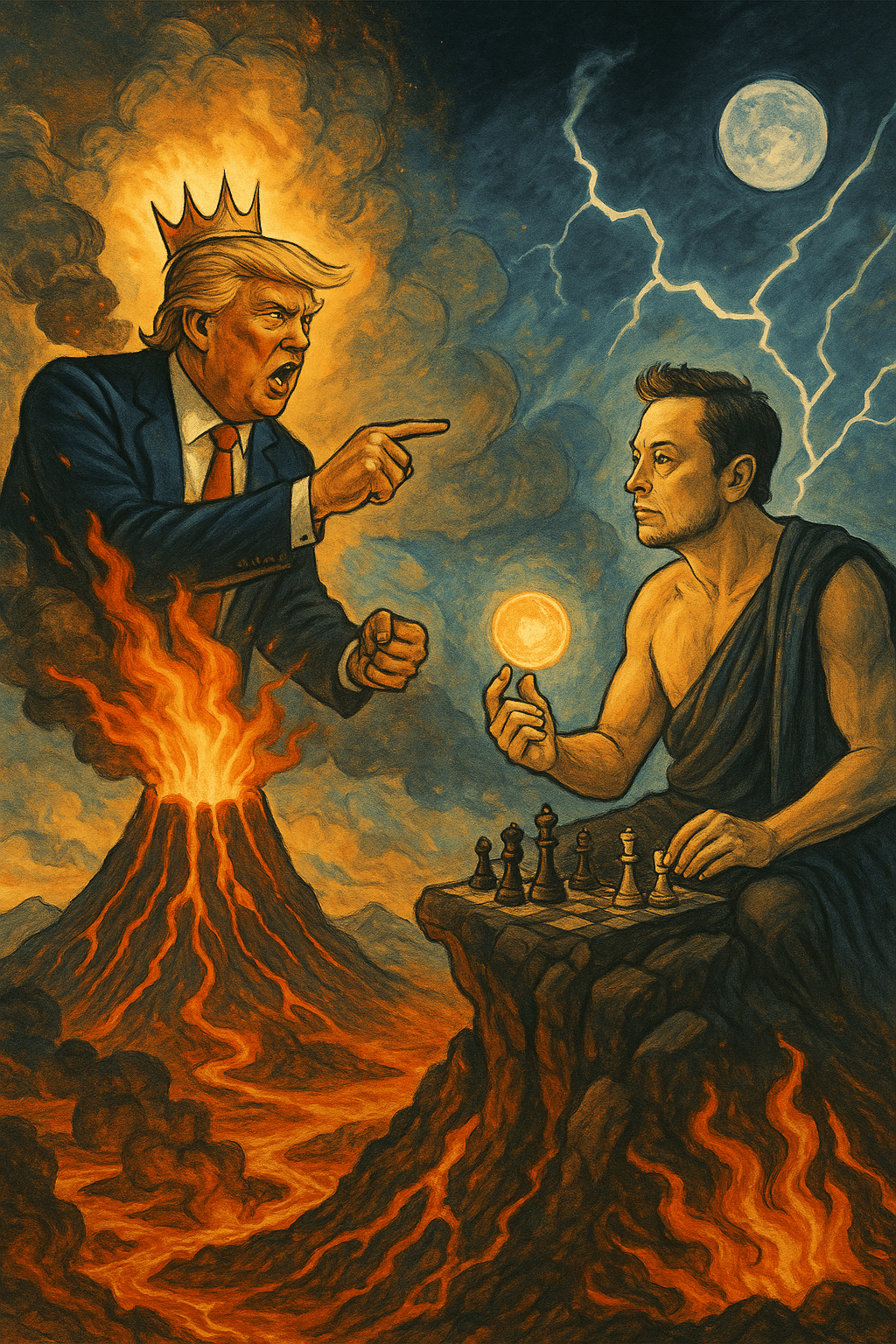🔥⚡ “Gods Behaving Badly”: Trump and Elon’s Elemental Meltdown Rocks Mount MAGA&nbsp;⚡🔥