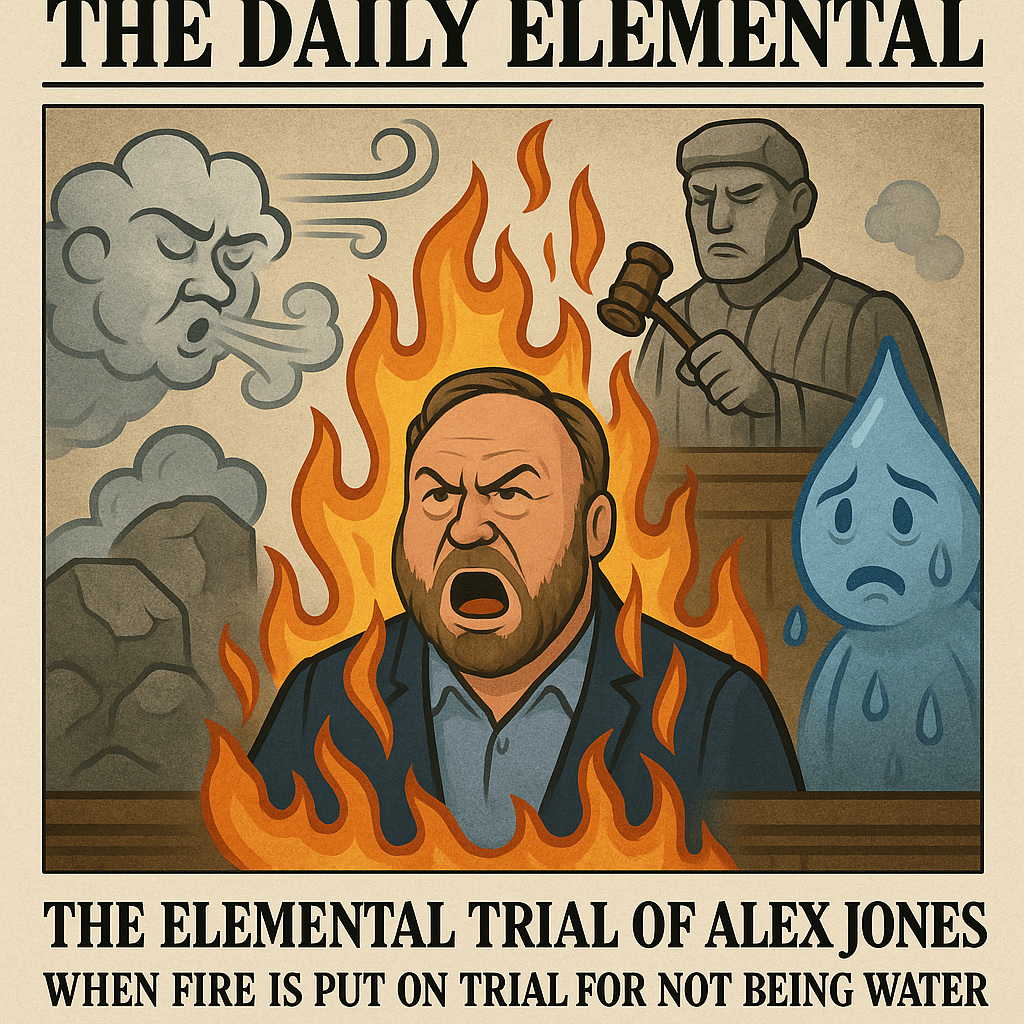 The Elemental Trial of Alex Jones: When Fire Is Put on Trial for Not Being&nbsp;Water